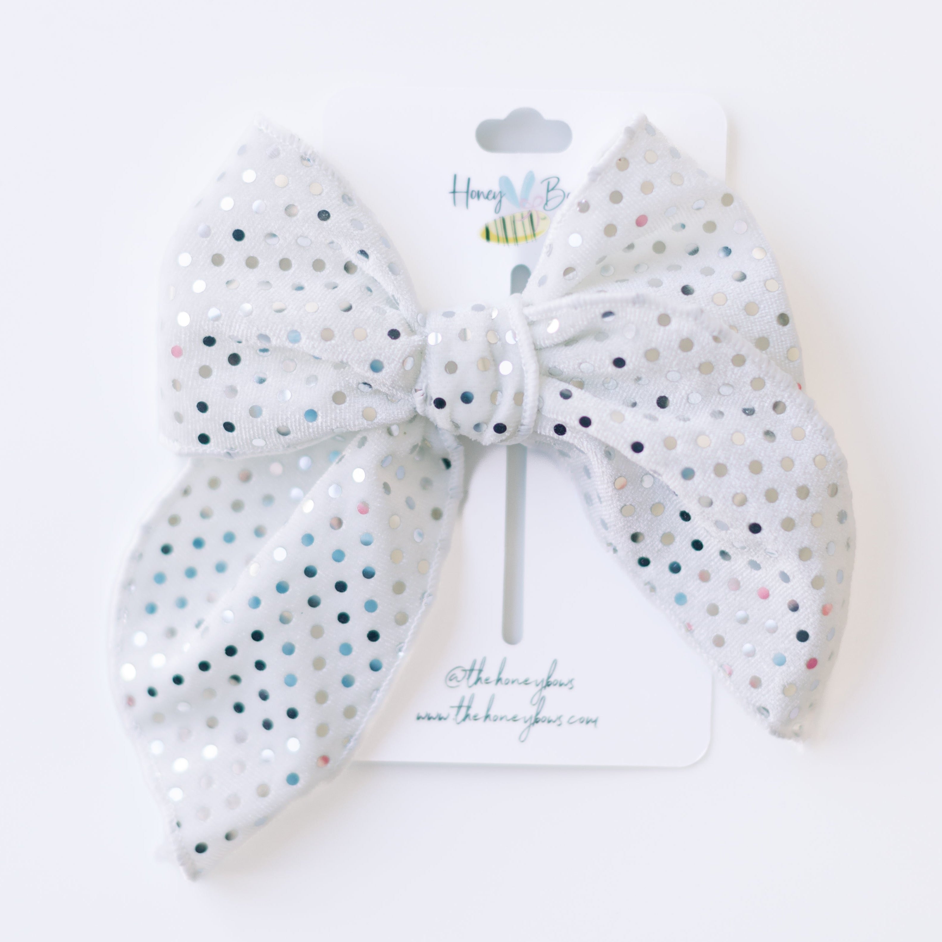 Velvet- White Metallic Polka Dot