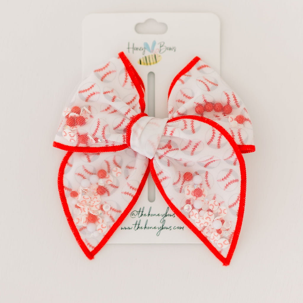 Baseball Confetti Bow