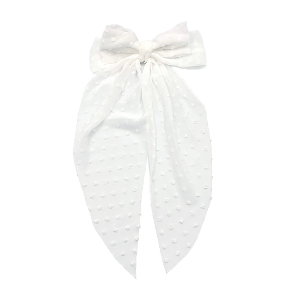 Frayed Dot Tapered XL Hair Bow w/Clip