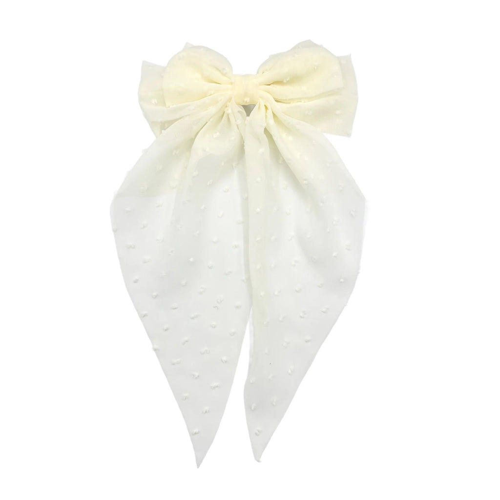 Frayed Dot Tapered XL Hair Bow w/Clip